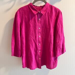 120% Lino Pink 100% Linen Shirt Size 44